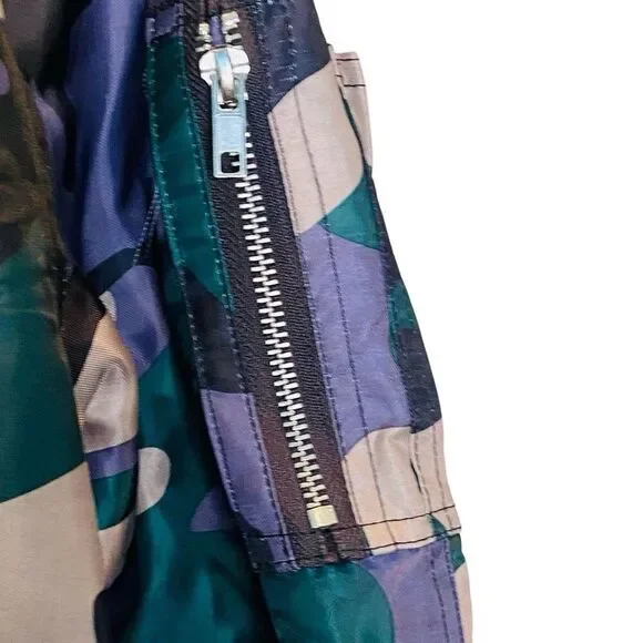 Silence + Noise Camo Full Zip Rita Bomber Moto Jacket Multicolor Large - Picture 6 of 7